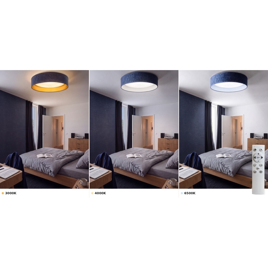 Brilagi - LED-dæmpbar loftlampe VELVET SMART VARI LED/36W/230V 3000-6500K Ø 55 cm blå + fjernbetjening