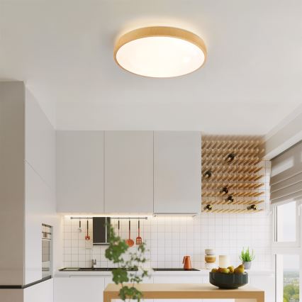 Brilagi - Dæmpbar LED-loftlampe GLASS POOL DOUBLE LED/48W/230V 3000-6000K 40 cm i trælook + fjernbetjening