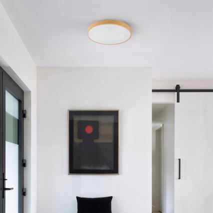 Brilagi - Dæmpbar LED-loftlampe GLASS POOL DOUBLE LED/48W/230V 3000-6000K 40 cm i trælook + fjernbetjening