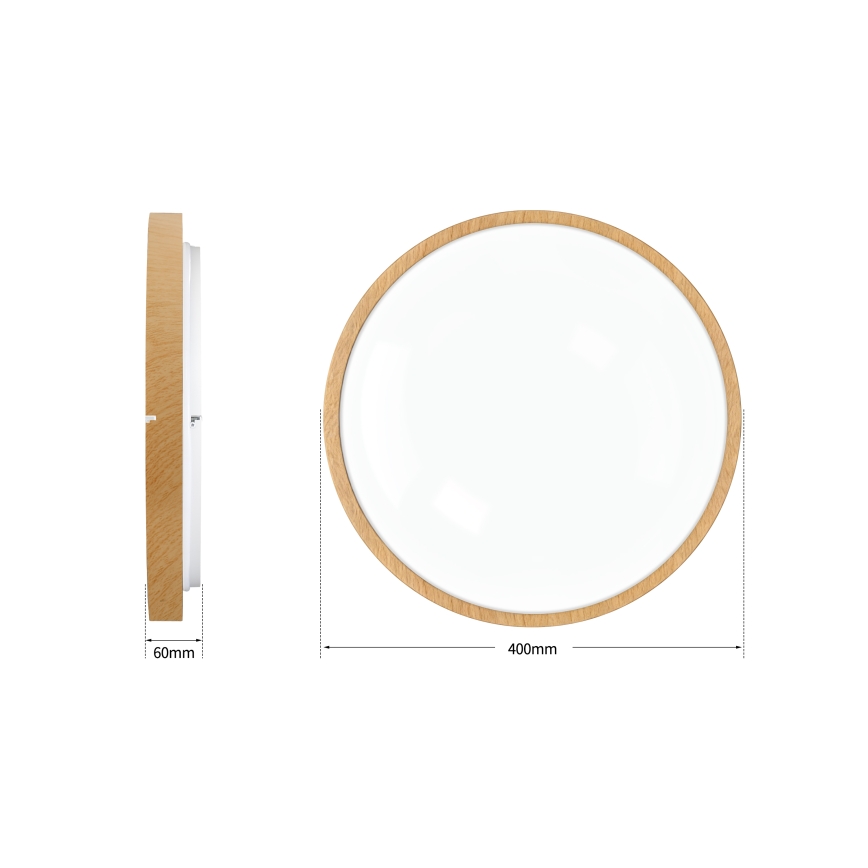 Brilagi - Dæmpbar LED-loftlampe GLASS POOL DOUBLE LED/48W/230V 3000-6000K 40 cm i trælook + fjernbetjening