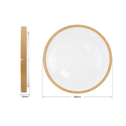 Brilagi - Dæmpbar LED-loftlampe GLASS POOL DOUBLE LED/60W/230V 3000-6000K 50 cm med træfinish + fjernbetjening