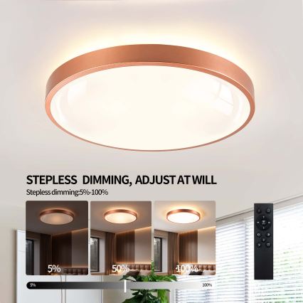 BRILAGI - Dæmpbar LED-loftlampe GLASS POOL DOUBLE LED/60W/230V Ø 50 cm kobberfarvet + fjernbetjening