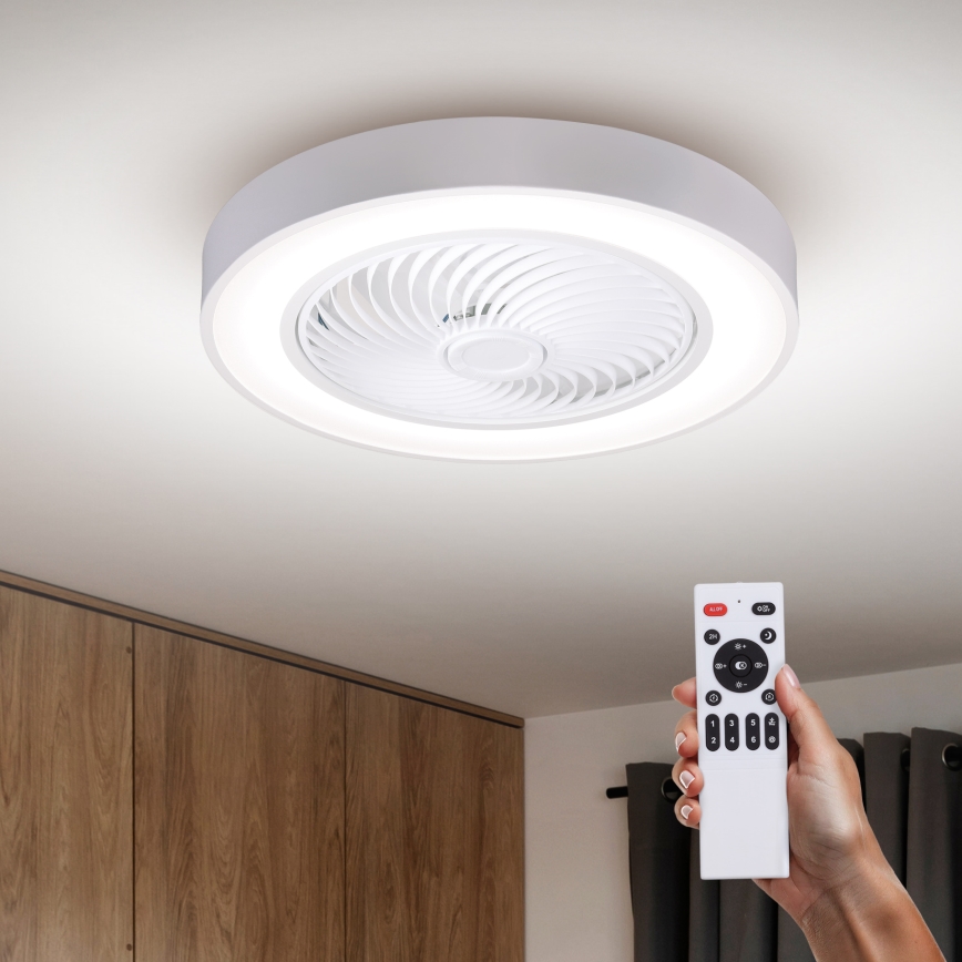 Brilagi - LED-dæmpbar loftlampe med indbygget ventilator LED/30W/230V 3000-6500K Ø 50 cm hvid + fjernbetjening