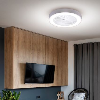 Brilagi - LED-dæmpbar loftlampe med indbygget ventilator LED/30W/230V 3000-6500K Ø 50 cm hvid + fjernbetjening
