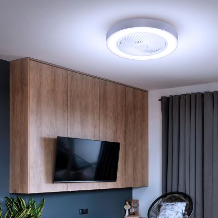 Brilagi - LED-dæmpbar loftlampe med indbygget ventilator LED/30W/230V 3000-6500K Ø 50 cm hvid + fjernbetjening