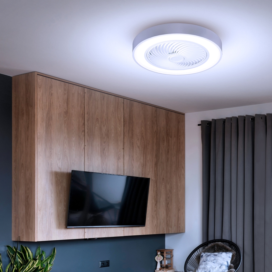 Brilagi - LED-dæmpbar loftlampe med indbygget ventilator LED/30W/230V 3000-6500K Ø 50 cm hvid + fjernbetjening