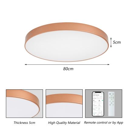 BRILAGI - Dæmpbar LED-loftlampe POOL SMART LED/100W/230V 3000-6000K Ø 80 cm Wi-Fi Tuya kobberfarvet + fjernbetjening