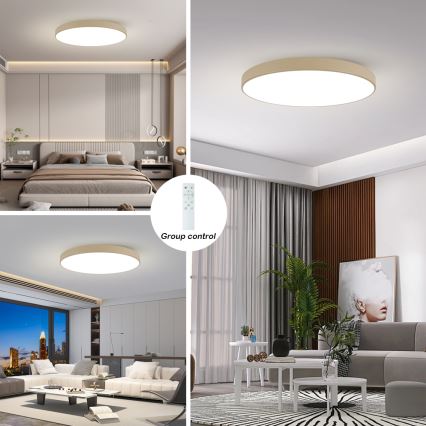 Brilagi - LED dæmpbar loftlampe POOL SMART LED/128W/230V 3000-6000K 100 cm beige Wi-Fi Tuya + fjernbetjening