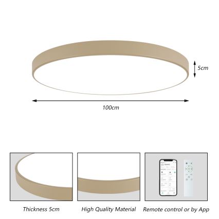 Brilagi - LED dæmpbar loftlampe POOL SMART LED/128W/230V 3000-6000K 100 cm beige Wi-Fi Tuya + fjernbetjening