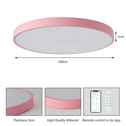 Brilagi - Dæmpbart LED-armatur POOL SMART LED/128W/230V Ø 100 cm 3000–6000K Wi-Fi Tuya + fjernbetjening pink