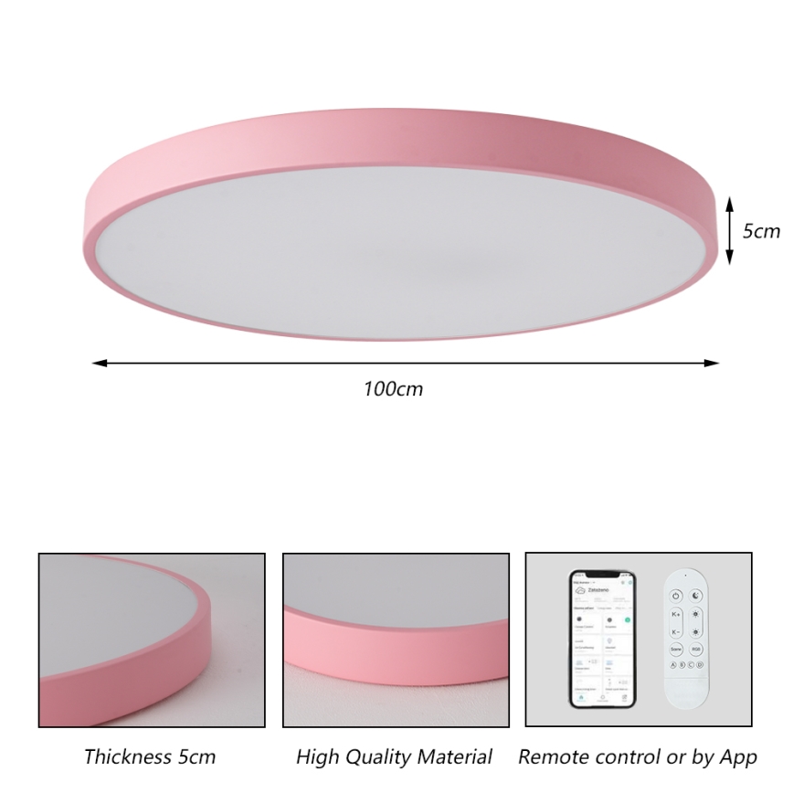 Brilagi - Dæmpbart LED-armatur POOL SMART LED/128W/230V Ø 100 cm 3000–6000K Wi-Fi Tuya + fjernbetjening pink