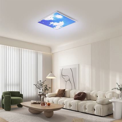 Brilagi - LED-dæmpbar loftlampe SLIMFRAME SKY LED/58W/230V 60x60 cm 3000-6000K sølv/blå + fjernbetjening