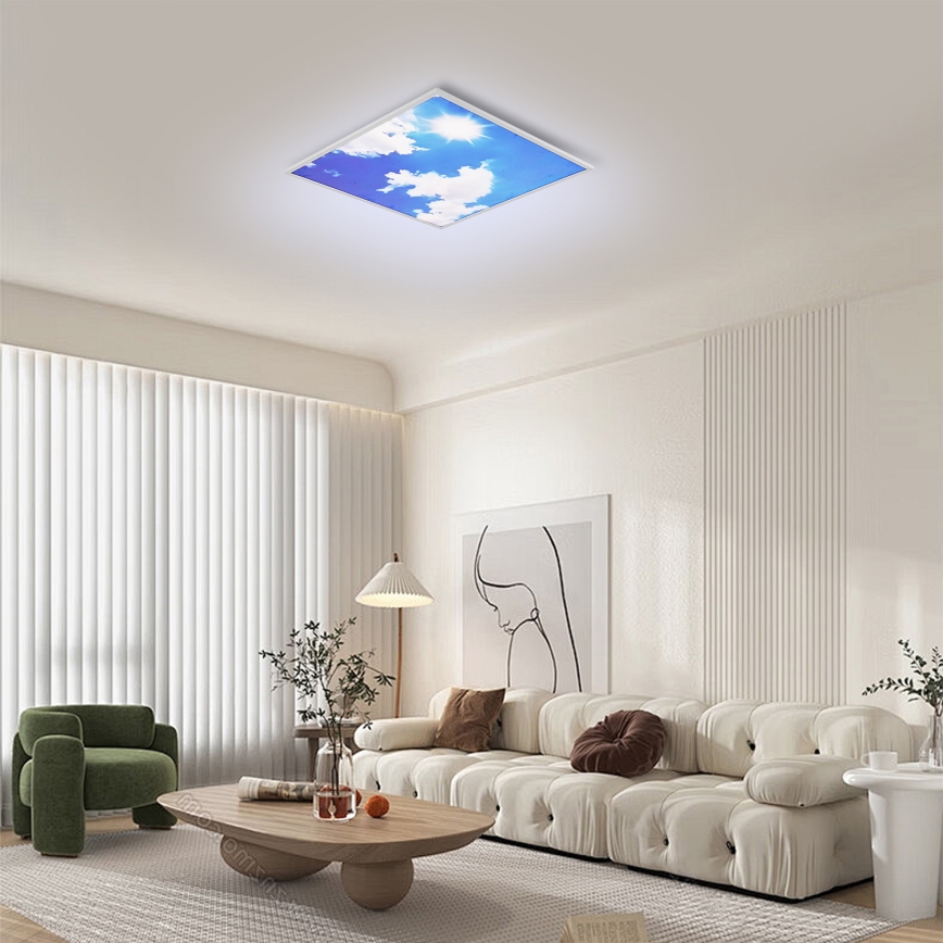 Brilagi - LED-dæmpbar loftlampe SLIMFRAME SKY LED/58W/230V 60x60 cm 3000-6000K sølv/blå + fjernbetjening