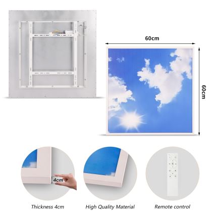 Brilagi - LED-dæmpbar loftlampe SLIMFRAME SKY LED/58W/230V 60x60 cm 3000-6000K sølv/blå + fjernbetjening