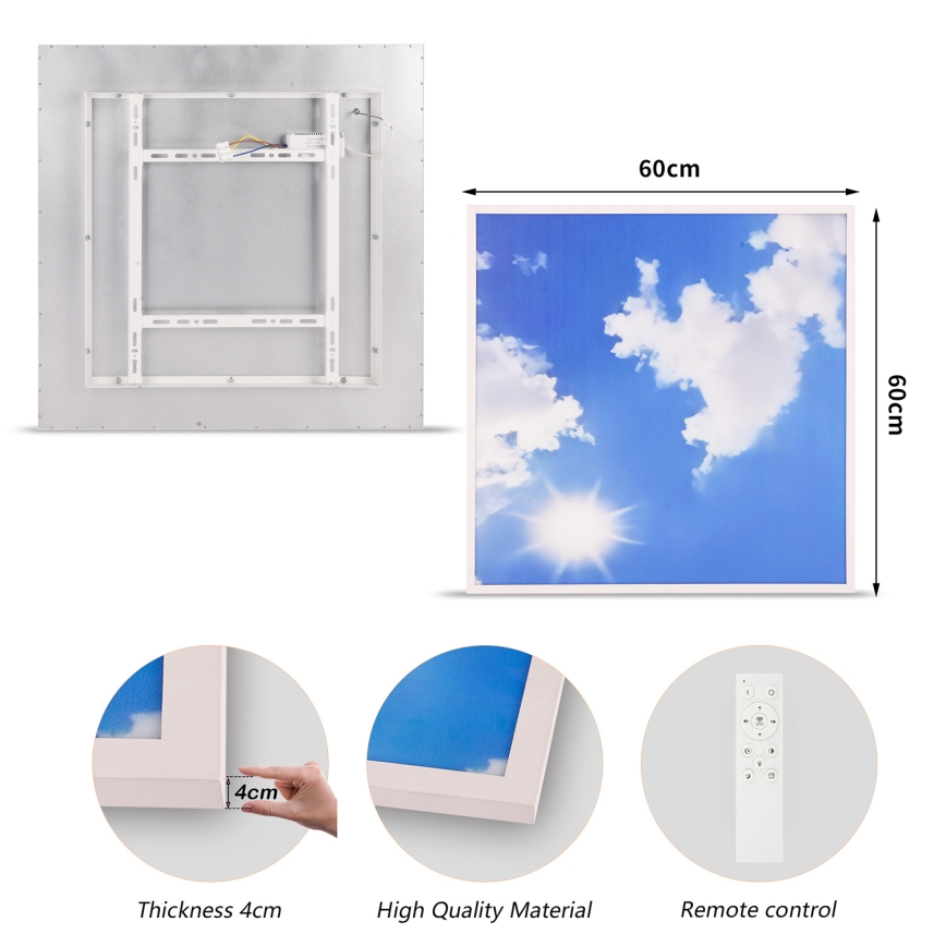 Brilagi - LED-dæmpbar loftlampe SLIMFRAME SKY LED/58W/230V 60x60 cm 3000-6000K sølv/blå + fjernbetjening