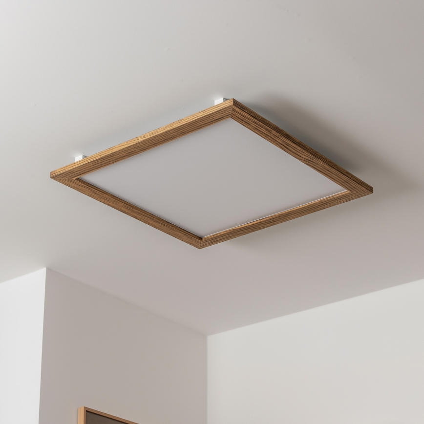 Brilagi - LED-dæmpbar loftlampe SLIMFRAME WOOD LED/58W/230V 64x64 cm 3000-6000K brun + fjernbetjening