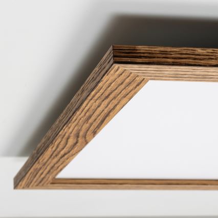 Brilagi - LED-dæmpbar loftlampe SLIMFRAME WOOD LED/58W/230V 64x64 cm 3000-6000K brun + fjernbetjening