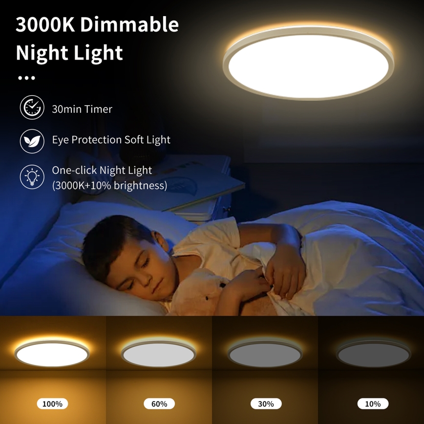 Brilagi - LED Dæmpbart loftlampe ULTRA SLIM LED/24W/230V 2700-6500K Ø 42 cm hvid + fjernbetjening