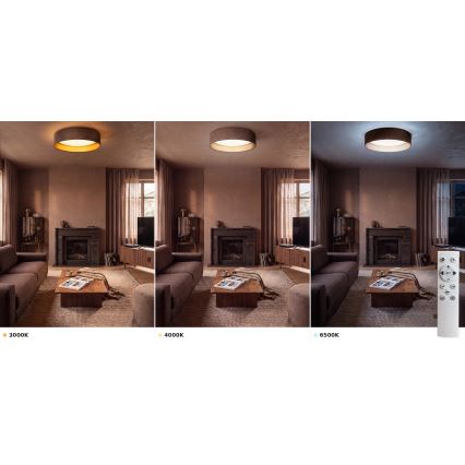 Brilagi - Dæmpbar LED-loftsarmatur VELVET SMART VARI LED/36W/230V 3000-6500K Ø 55 cm brun/guld + fjernbetjening