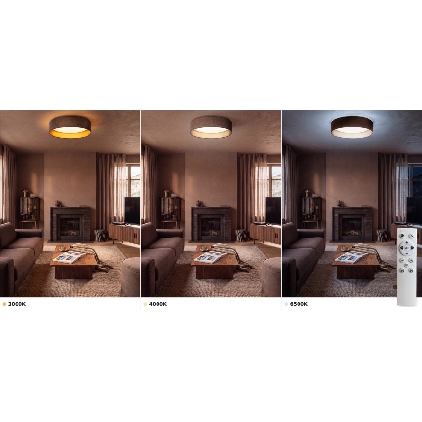 Brilagi - Dæmpbar LED-loftsarmatur VELVET SMART VARI LED/36W/230V 3000-6500K Ø 55 cm brun/guld + fjernbetjening