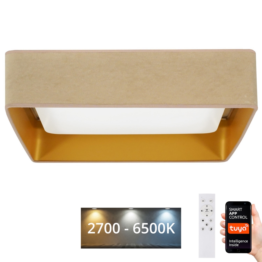 Brilagi - Dæmpbar LED-loftlampe VELVET SQUARE SMART LED/36W/230V 60x60 cm 2700-6500K Wi-Fi Tuya + fjernbetjening beige