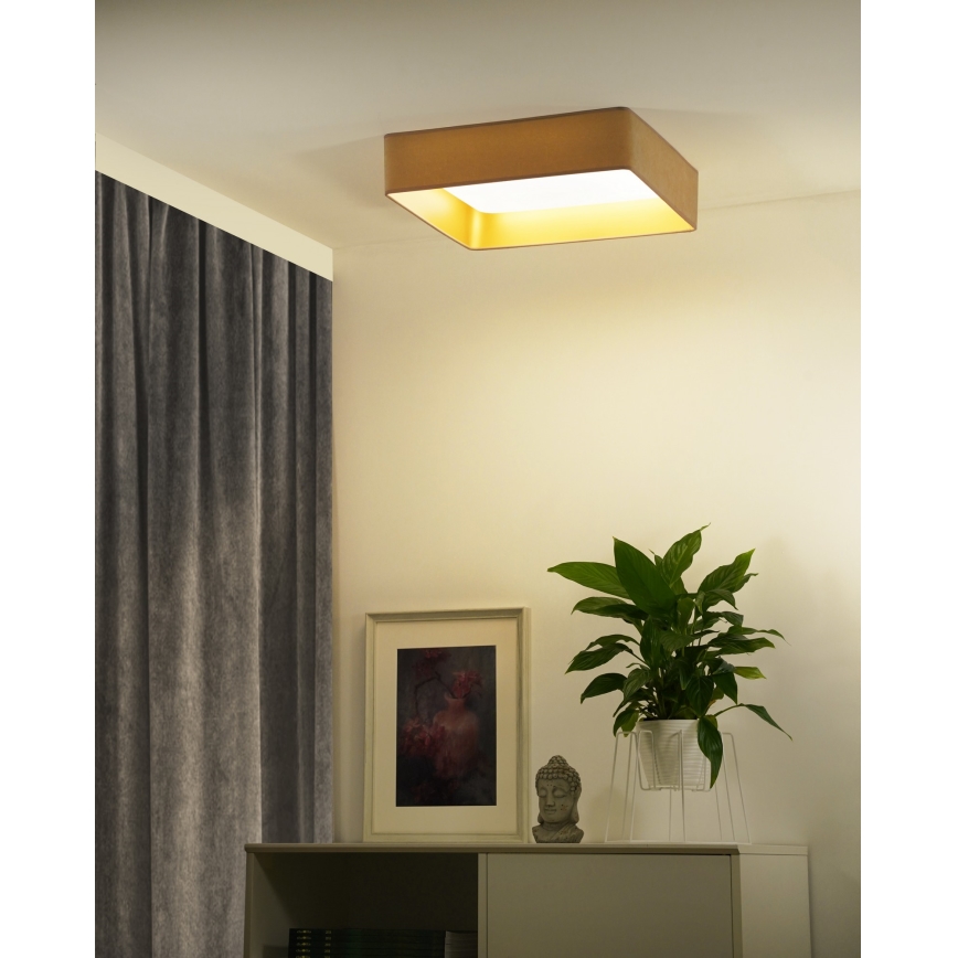 Brilagi - Dæmpbar LED-loftlampe VELVET SQUARE SMART LED/36W/230V 60x60 cm 2700-6500K Wi-Fi Tuya + fjernbetjening beige