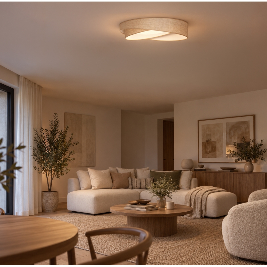 BRILAGI - LED dæmpbar loftlampe VELVET TWIST LED/36W/230V 3000-6000K Ø 65 cm Wi-Fi Tuya Beacon beige + fjernbetjening