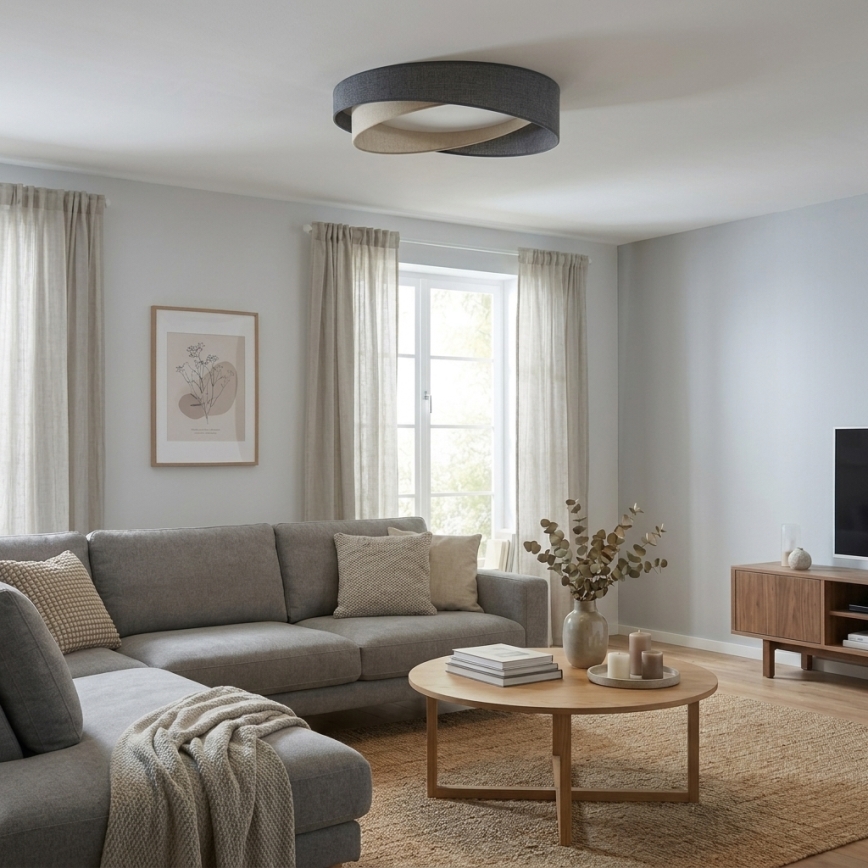 BRILAGI - LED dæmpbar loftlampe VELVET TWIST LED/36W/230V 3000-6000K Ø 65 cm Wi-Fi Tuya Beacon grå/creme + fjernbetjening