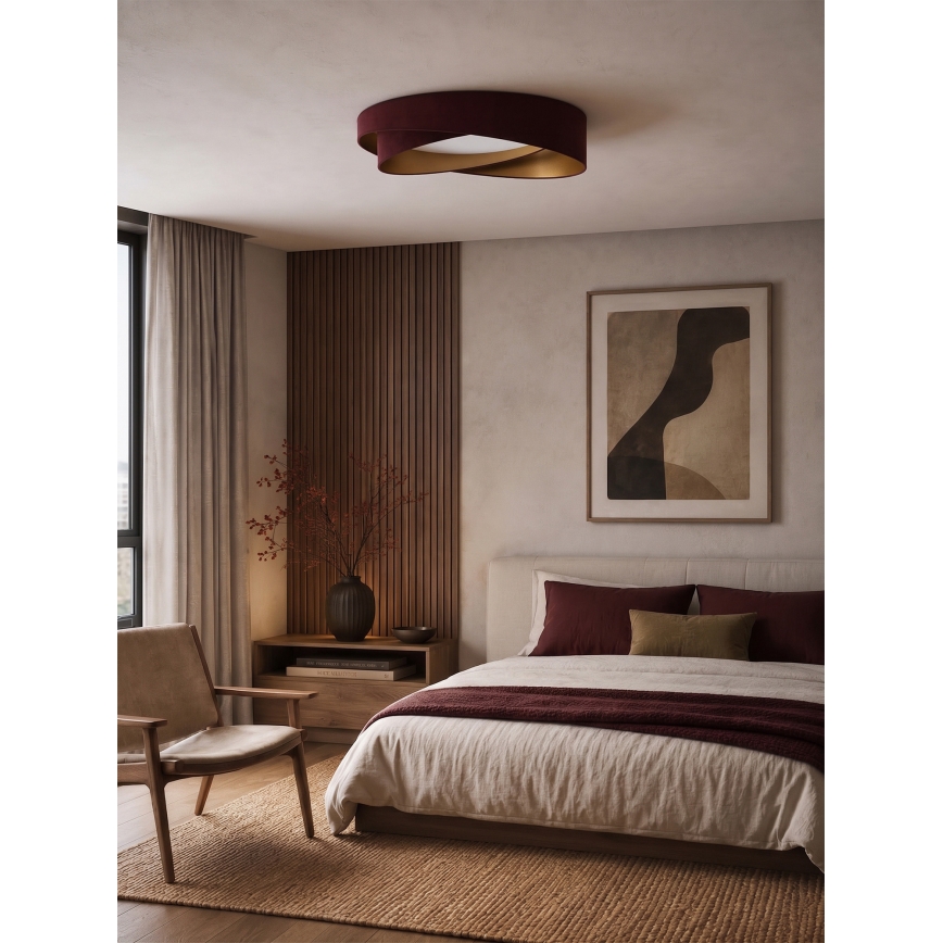 BRILAGI - LED Dæmpbar loftlampe VELVET TWIST LED/36W/230V 3000-6000K Ø 65 cm Wi-Fi Tuya Beacon vinrød/guld + fjernbetjening