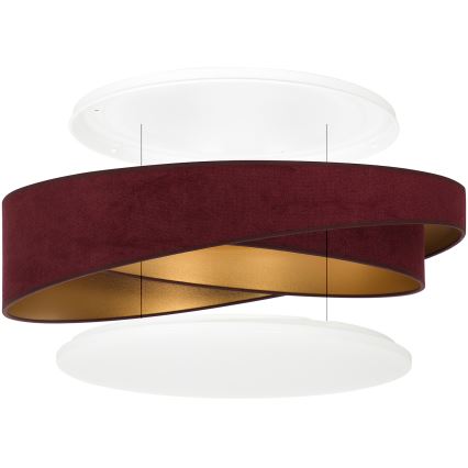 BRILAGI - LED Dæmpbar loftlampe VELVET TWIST LED/36W/230V 3000-6000K Ø 65 cm Wi-Fi Tuya Beacon vinrød/guld + fjernbetjening