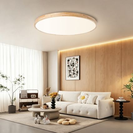 Brilagi - LED-dæmpbar loftlampe WOODLINE LED/128W/230V 3000-6000K eg Ø 100 cm + fjernbetjening