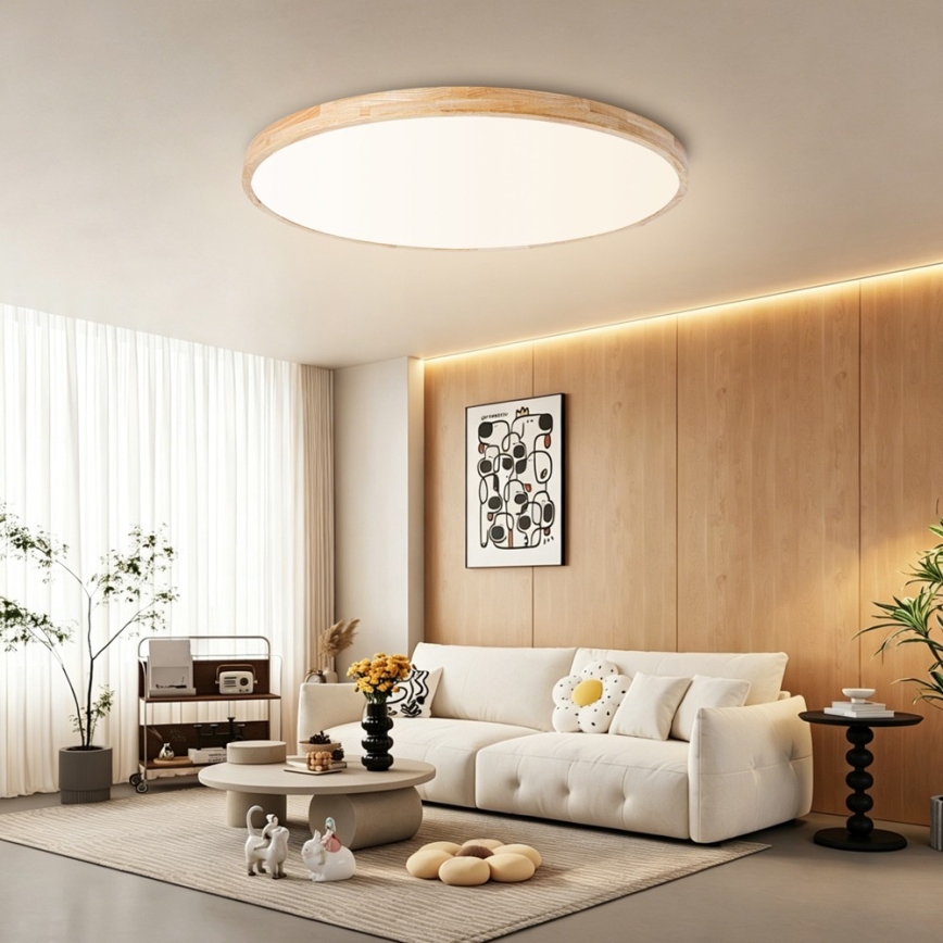 Brilagi - LED-dæmpbar loftlampe WOODLINE LED/128W/230V 3000-6000K eg Ø 100 cm + fjernbetjening