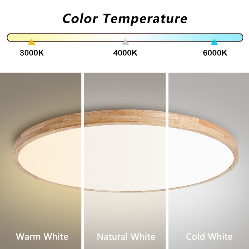 Brilagi - LED-dæmpbar loftlampe WOODLINE LED/128W/230V 3000-6000K eg Ø 100 cm + fjernbetjening