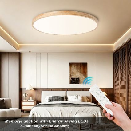 Brilagi - LED-dæmpbar loftlampe WOODLINE LED/128W/230V 3000-6000K eg Ø 100 cm + fjernbetjening