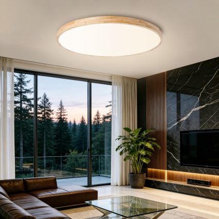 Brilagi - LED-dæmpbar loftlampe WOODLINE LED/128W/230V 3000-6000K eg Ø 100 cm + fjernbetjening