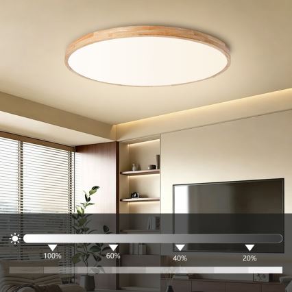 Brilagi - LED-dæmpbar loftlampe WOODLINE LED/128W/230V 3000-6000K eg Ø 100 cm + fjernbetjening