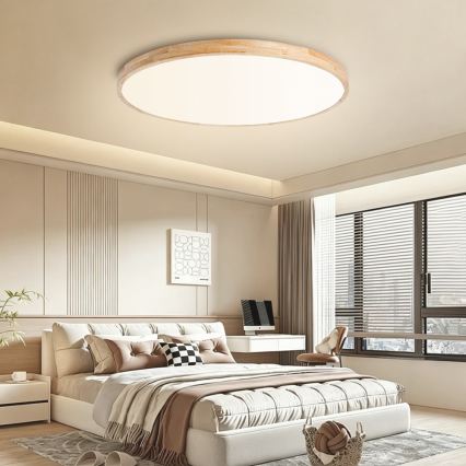 Brilagi - LED-dæmpbar loftlampe WOODLINE LED/128W/230V 3000-6000K eg Ø 100 cm + fjernbetjening