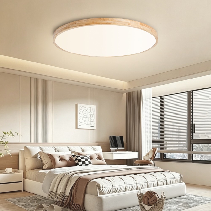 Brilagi - LED-dæmpbar loftlampe WOODLINE LED/128W/230V 3000-6000K eg Ø 100 cm + fjernbetjening