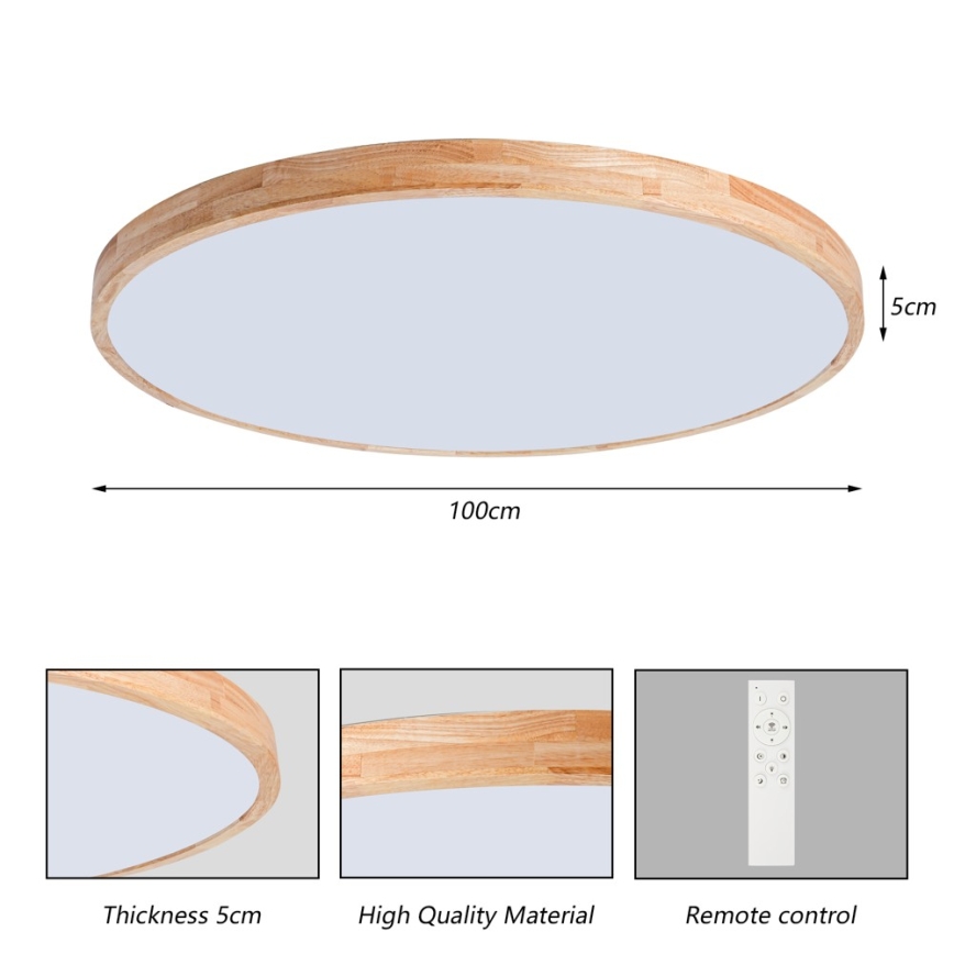 Brilagi - LED-dæmpbar loftlampe WOODLINE LED/128W/230V 3000-6000K eg Ø 100 cm + fjernbetjening