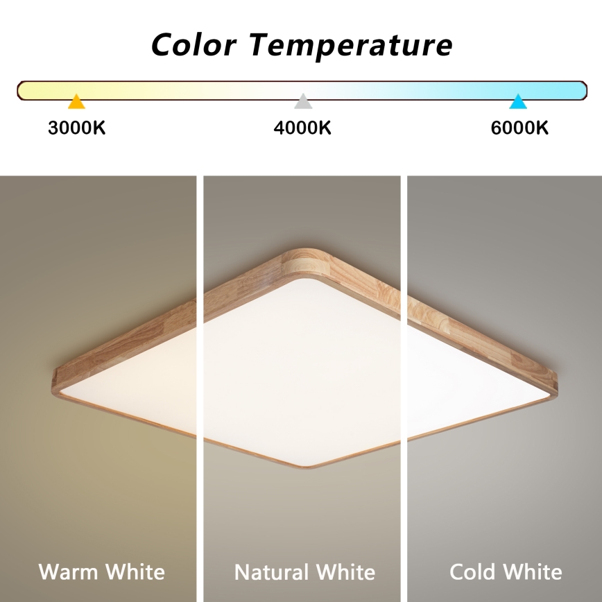 Brilagi - Dæmpbar LED-loftlampe WOODLINE SQUARE LED/100W/230V 3000-6000K eg 80x80 cm + fjernbetjening
