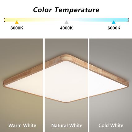 Brilagi - Dæmpbar LED-loftlampe WOODLINE SQUARE LED/180W/230V 3000–6000K eg 100 x 100 cm + fjernbetjening