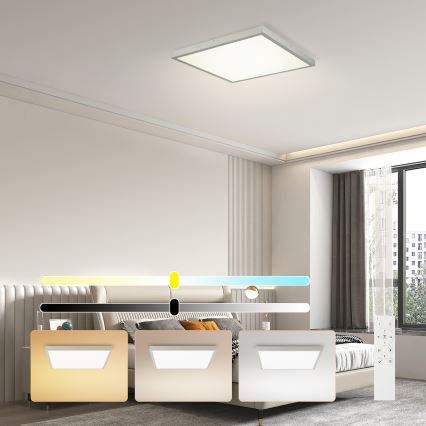 Brilagi - LED Dæmpbar badeværelsesloftlampe FRAME SMART LED/50W/230V 60x60 cm 3000-6000K IP44 sølv + fjernbetjening