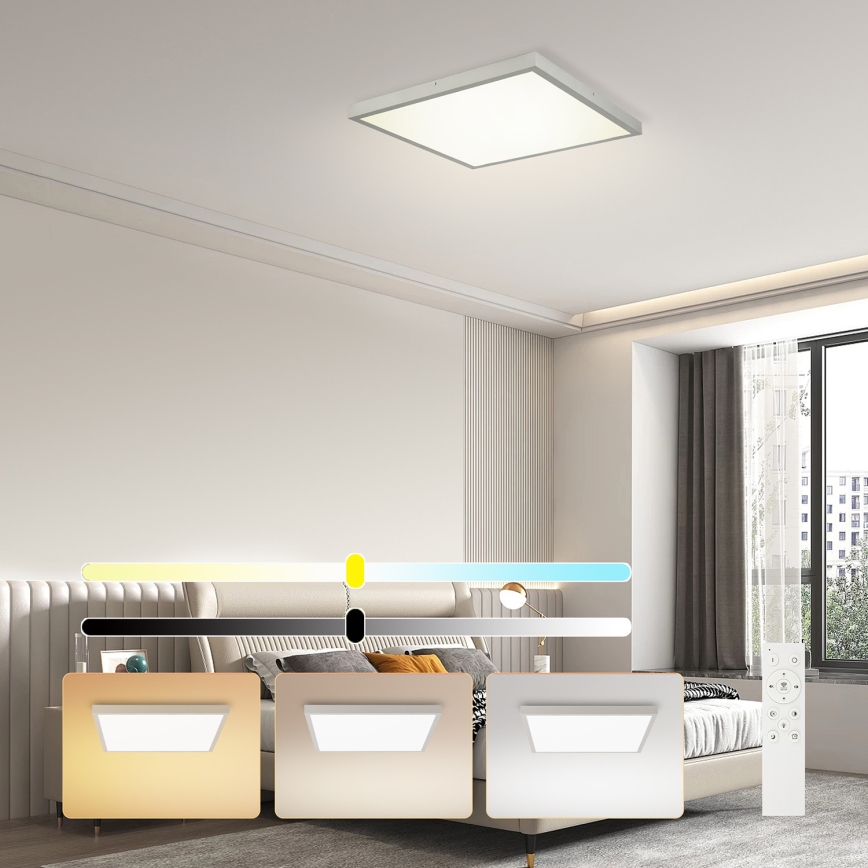 Brilagi - LED Dæmpbar badeværelsesloftlampe FRAME SMART LED/50W/230V 60x60 cm 3000-6000K IP44 sølv + fjernbetjening