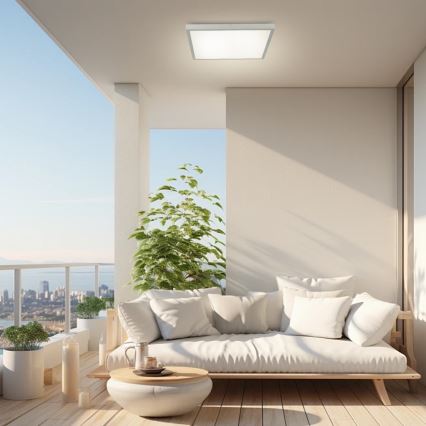 Brilagi - LED Dæmpbar badeværelsesloftlampe FRAME SMART LED/50W/230V 60x60 cm 3000-6000K IP44 sølv + fjernbetjening