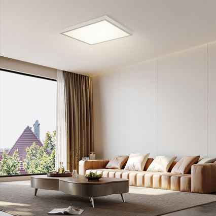 Brilagi - LED Dæmpbar badeværelsesloftlampe FRAME SMART LED/50W/230V 60x60 cm 3000-6000K IP44 sølv + fjernbetjening