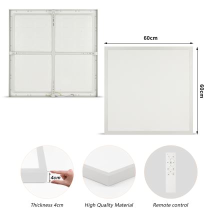 Brilagi - LED Dæmpbar badeværelsesloftlampe FRAME SMART LED/50W/230V 60x60 cm 3000-6000K IP44 sølv + fjernbetjening
