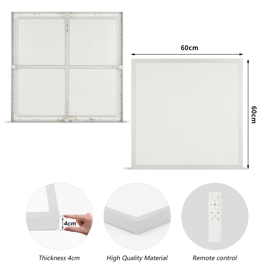 Brilagi - LED Dæmpbar badeværelsesloftlampe FRAME SMART LED/50W/230V 60x60 cm 3000-6000K IP44 sølv + fjernbetjening