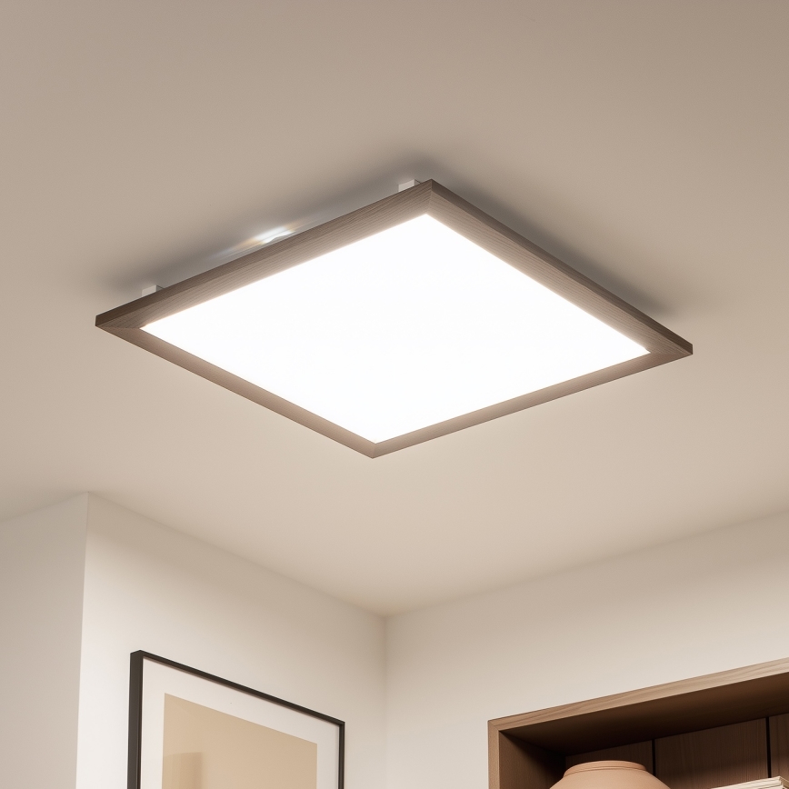 Brilagi - LED-dæmpbart loftarmatur SLIMFRAME WOOD LED/58W/230V 64x64 cm 3000-6000K mørkebrun + fjernbetjening