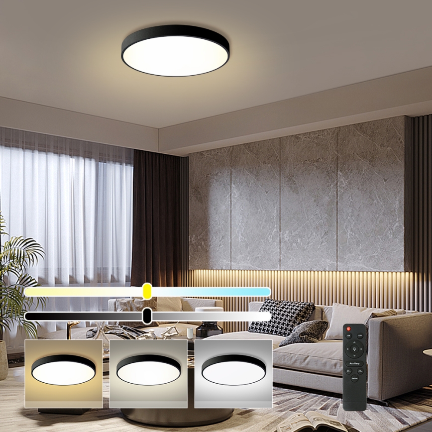 Brilagi - LED Dæmpbart Loftlampe POOL LED/60W/230V 3000-6000K Ø 60 cm sort + afstandsbetjening