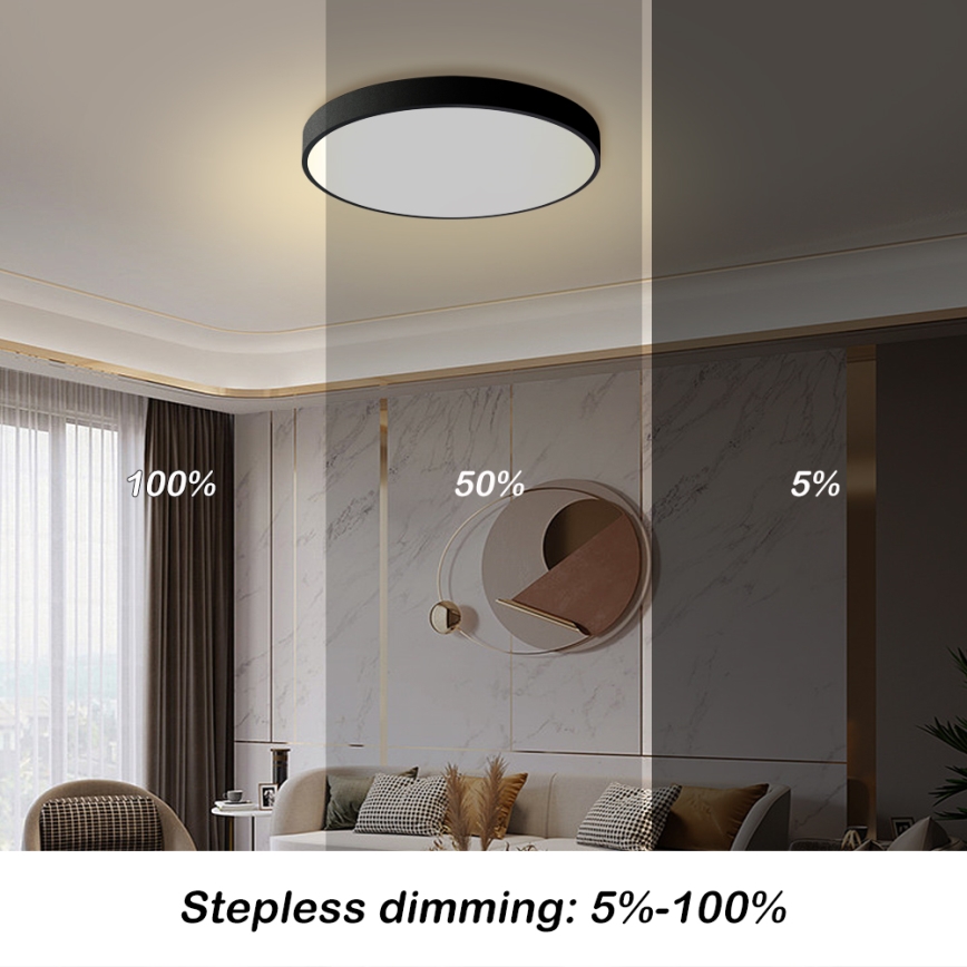 Brilagi - LED Dæmpbart Loftlampe POOL LED/60W/230V 3000-6000K Ø 60 cm sort + afstandsbetjening